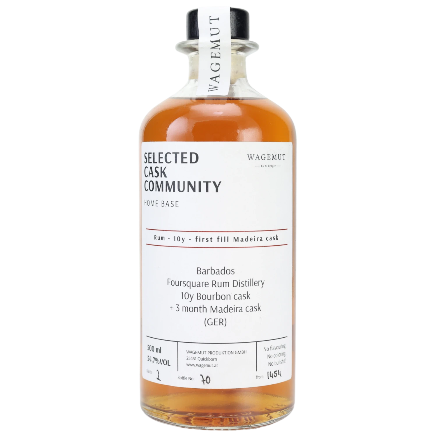 Wagemut Selected Cask Home Base 10 Jahre Rum Batch 2 54,7% 0,5l 1 Wagemut Selected Cask Home Base 10 Jahre Rum Batch 2 54,7% 0,5l