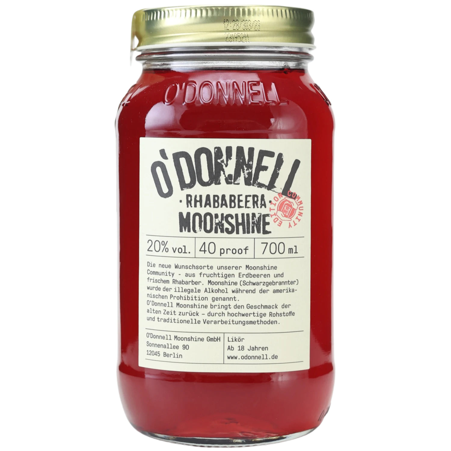 O'Donnell Original Moonshine Rhababeera 20% 0,7l 1 O'Donnell Original Moonshine Rhababeera 20% 0,7l