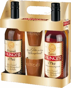 Doppelter Wikinger Met Je 1 Fl. Met 11% U. Roter Honigwein 6% 0,7l + 2 Met Tonbecher