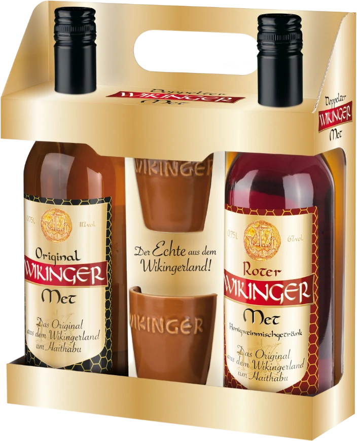 Doppelter Wikinger Met Je 1 Fl. Met 11% U. Roter Honigwein 6% 0,7l + 2 Met Tonbecher 1 Doppelter Wikinger Met Je 1 Fl. Met 11% U. Roter Honigwein 6% 0,7l + 2 Met Tonbecher