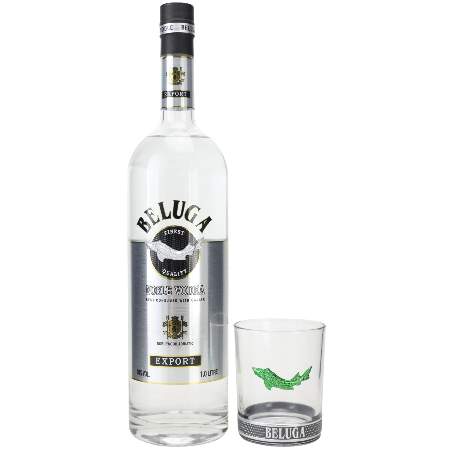 Beluga Noble Vodka 40% 1,0l + High Ball Glas 1 Beluga Noble Vodka 40% 1,0l + High Ball Glas